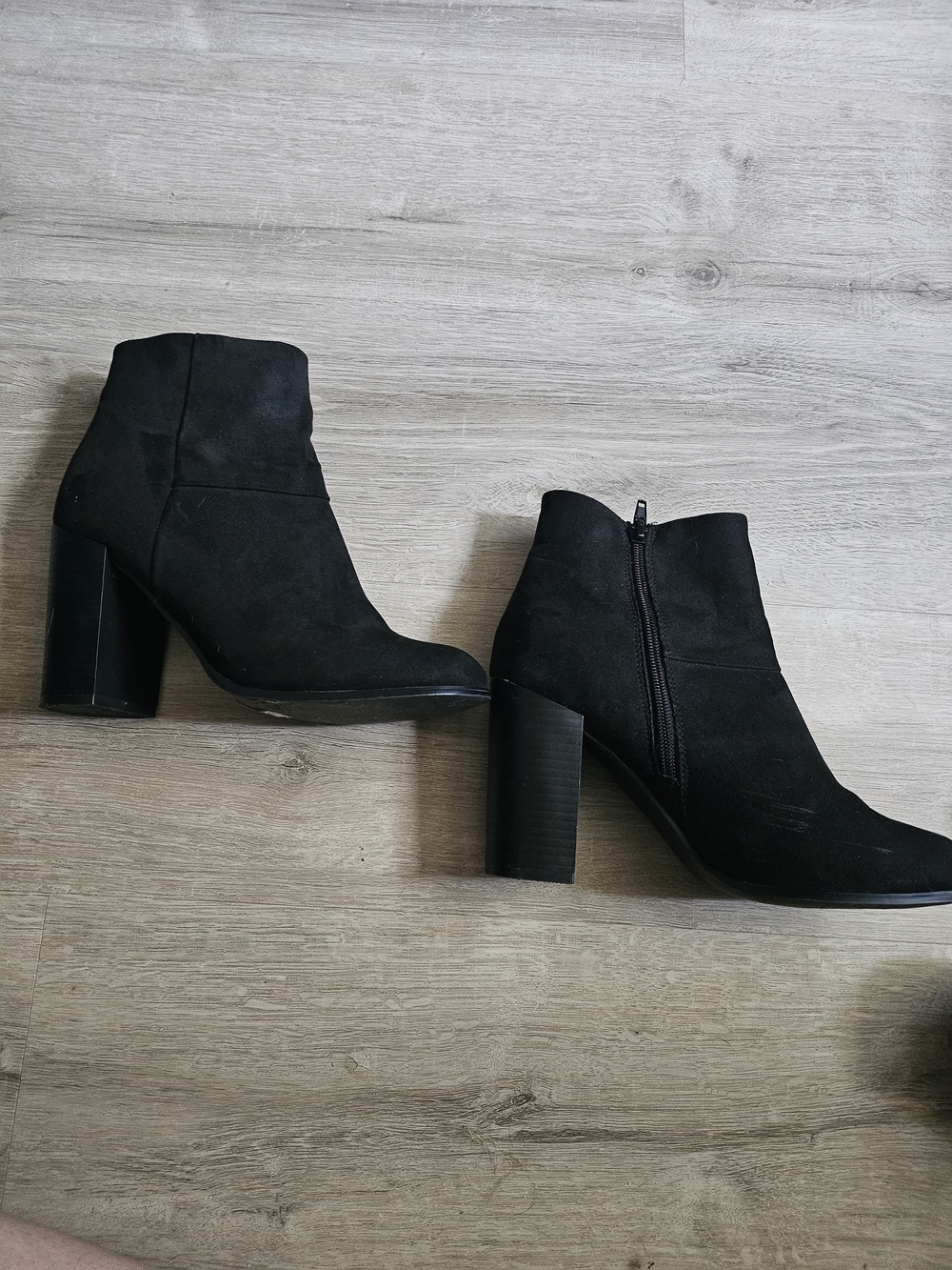 ASOS Black Suede Block Heel Ankle Boots